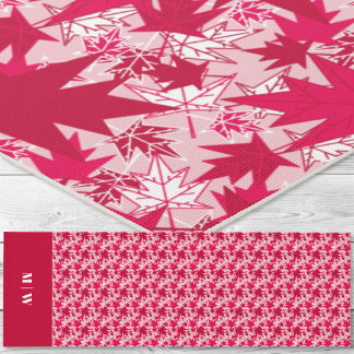 Tapete De Yoga Folhas de Mapeamento - Vermelho em um Plano de Fun