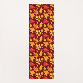 Tapete De Yoga Folhas de outono de Cores Aquáticas Coloridas