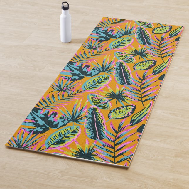 Tapete De Yoga Folhas Tropicais Havaianas E Plantas Padrão-Impres (In Situ)