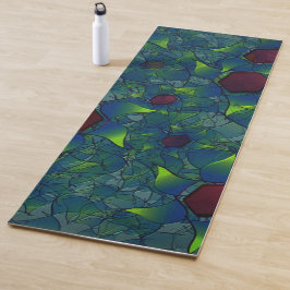 Tapete De Yoga Folheto virtual azulado com hexágono vermelho escu