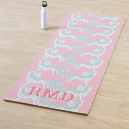 Tapete De Yoga Foo Dog Waltz in Pink and Aqua Personalized