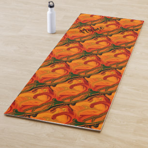 Tapete De Yoga Formas abstrato Laranja E Castanho Personalizadas
