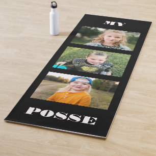 Tapete De Yoga Foto de Colagem Personalizada Preta Minha Posse
