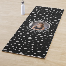 Tapete De Yoga Foto Personalizada com Círculo de Pérolas em Preto