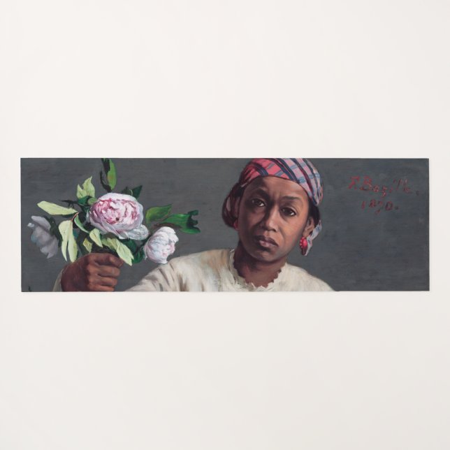 Tapete De Yoga Frederic Bazille - Jovem Mulher com Peonias (Verso (Horizontal))
