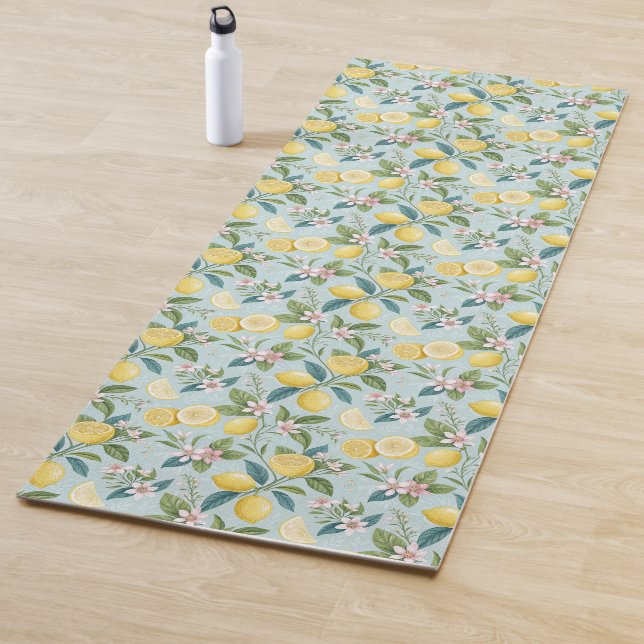 Tapete De Yoga Fresh Lemon Floral Botanical Pattern  (In Situ)