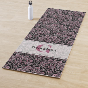 Tapete De Yoga Fronteira Floral Rosa Dusky 20s Personalizada Mand