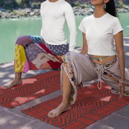 Tapete De Yoga fronteiras da tribo africana vermelha