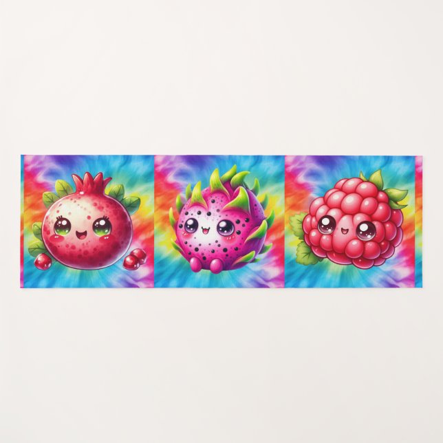 Tapete De Yoga Fruta de Dragão Feliz Tie-Dye (Frente (Horizontal))