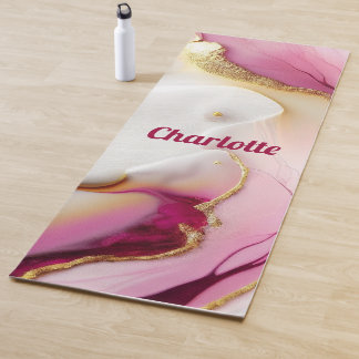 Tapete De Yoga Fuchsia Rosa Dourada