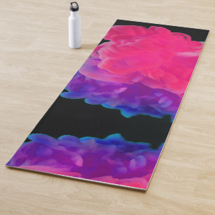 Tapete De Yoga Fumaça digital rosa e roxa