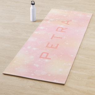 Tapete De Yoga Fundo Sparkling do rosa e do pêssego