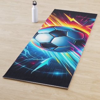 Tapete De Yoga Futurista Bola de Futebol Elétrico Relâmpago
