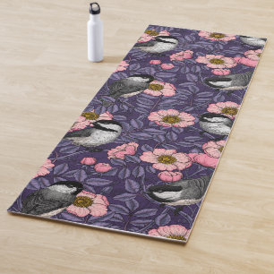 Tapete De Yoga Galinhas na rosa selvagem de rosa e violeta