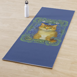 Tapete De Yoga Gatinho bonitinho no estilo Vintage Art Nouveau