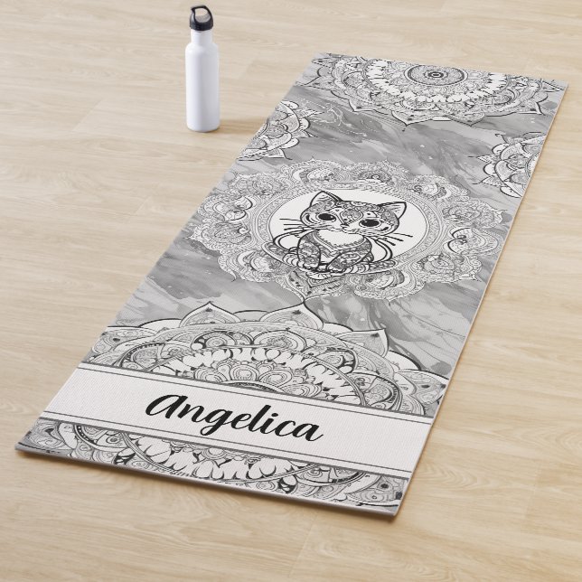 Tapete De Yoga Gato Bonito Yoga Mat Indian Mandala Art (In Situ)