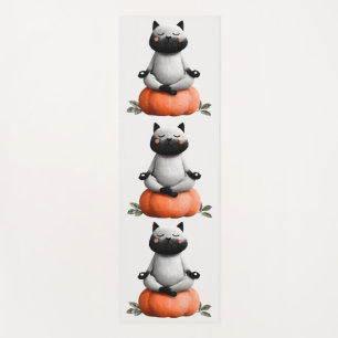 Tapete De Yoga Gato de Halloween na Design de Pumpkin
