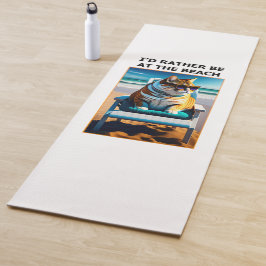 Tapete De Yoga Gato Engraçado Que Eu Preferencialmente Na Praia