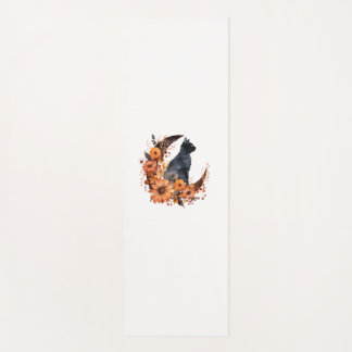 Tapete De Yoga Gato Negro Na Lua Floral Pumpkin Black Cat Hallowe