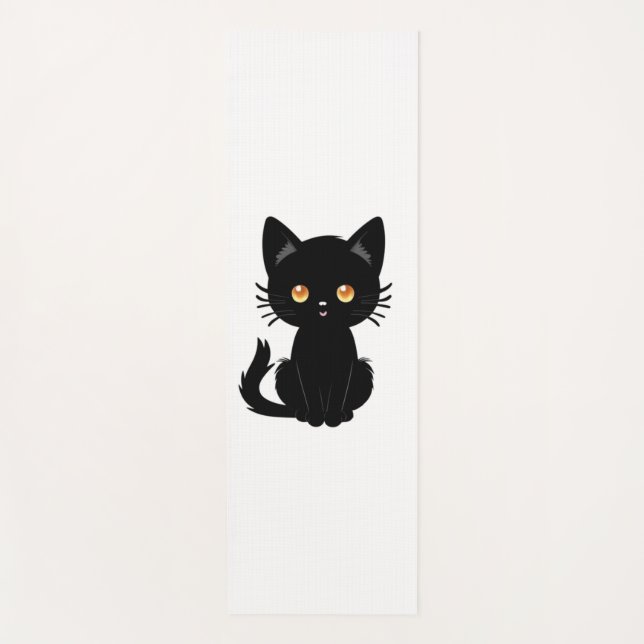 Tapete De Yoga Gato preto branco 2 (Frente)