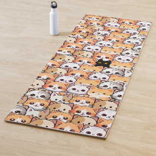 Tapete De Yoga Gato preto e bonito em gatos laranja animais de es
