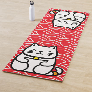 Tapete De Yoga Gato Sortudo Japonês ou Maneki-Neko