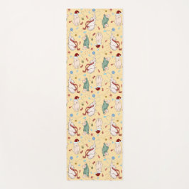 Tapete De Yoga Gatos de Natal com Férias e Férias