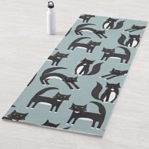 Tapete De Yoga Gatos de Tuxedo preto e branco
