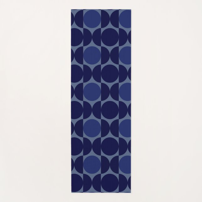 Tapete De Yoga Geométrico Azul Retro (Frente)