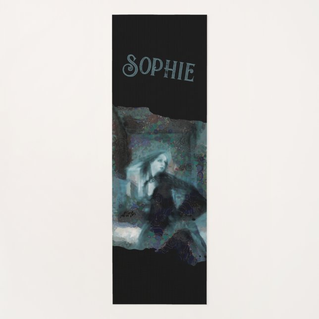 Tapete De Yoga Ghost Girl in Blue – Haunting Surreal Art (Frente)