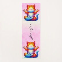 Ginger Cat Tabby Cat Yoga Mat Rosa