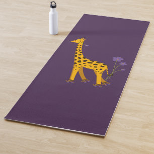 Tapete De Yoga Girafa de patinagem engraçado bonito amarelo roxo