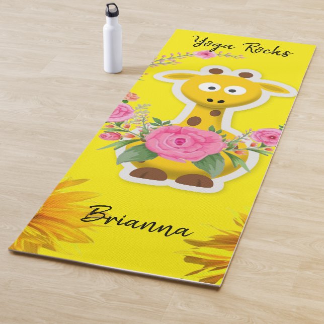 Tapete De Yoga Girafa Floral Sunflower Giraffe Yoga Mat (In Situ)