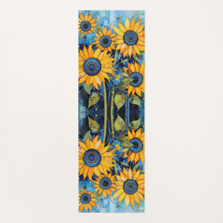 Tapete De Yoga Girasóis Flores Selvagens Desenho de Mídia Mista F