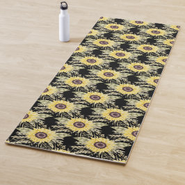 Tapete De Yoga Girassóis em Black Yoga Mat