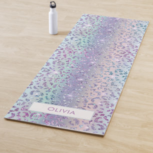 Tapete De Yoga Girassol Sereia Leopard Imprima Monograma Nome