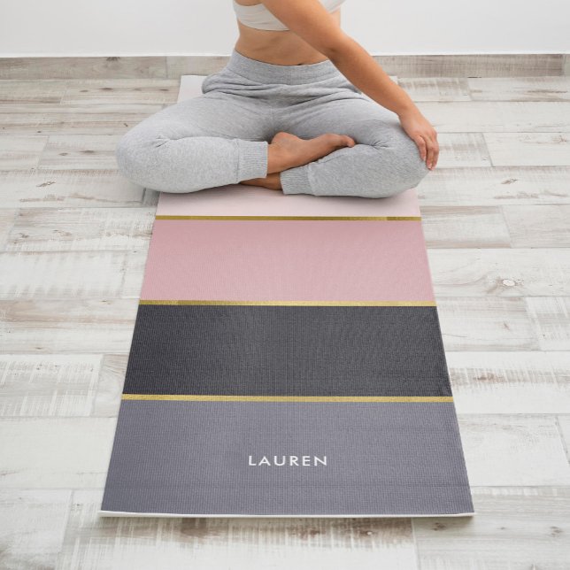 Tapete De Yoga Girly Modern Stripes Personalizadas (Criador carregado)