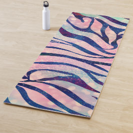 Tapete De Yoga Glamorus Holográfico Blue Zebra Stripes