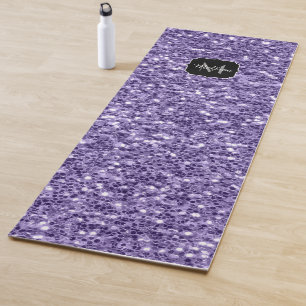 Tapete De Yoga Gliteira roxa ultravioleta brilha Monograma
