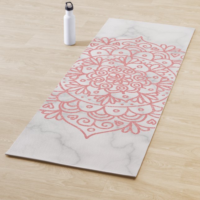 Tapete De Yoga Glitter rosa Mandala em Marble Yoga Mat (In Situ)