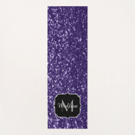 Tapete De Yoga Glitter ultra violeta escura brilha monograma