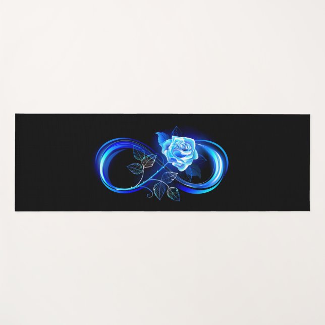 Tapete De Yoga Glowing infinity with blue rose (Frente (Horizontal))
