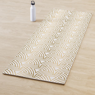 Tapete De Yoga Gold geometric Art Deco pattern on white