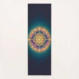 Tapete De Yoga Golden Mandala Glow on Teal – Spiritual Sacred