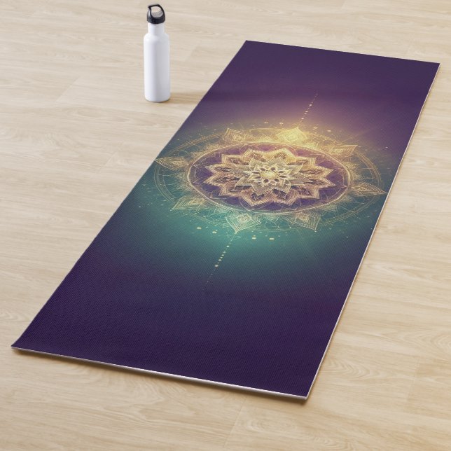 Tapete De Yoga Golden Purple Mandala Glow (In Situ)