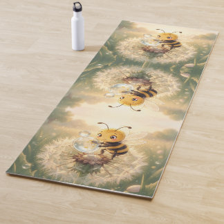 Tapete De Yoga Goldene Hummel im Blütentanz.9