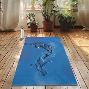 Tapete De Yoga Golfinho Tribal Azul