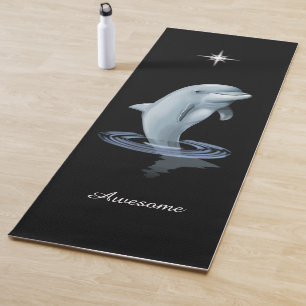 Tapete De Yoga Golfo Fino, Estrela Personalizada & Letra em Preto