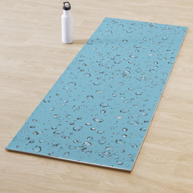 Tapete De Yoga Gotículas de chuva em fundo turquesa (In Situ)