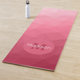Tapete De Yoga Gradiente Rosa Geométrico Padrão de Malha Monogram